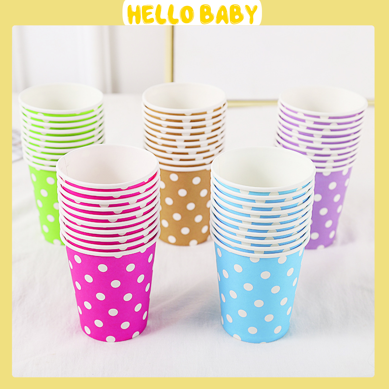 Set 10 cốc giấy chấm bi trang trí sinh nhật - dùng một lần (250ml)