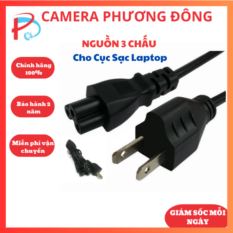 Dây nguồn 3 chấu cho cục sạc laptop