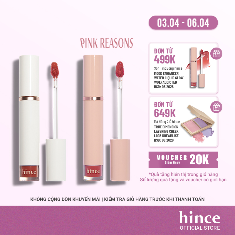Son tint bóng mỏng nhẹ lâu trôi hince Mood Enhancer Water Liquid Glow 4ml