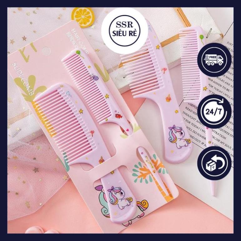 Combo 2 lược chải tóc nhựa họa tiết cute