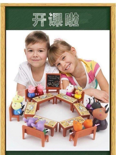 Bộ đồ chơi lớp học heo pepa pig 21 con to cho bé siêu hót