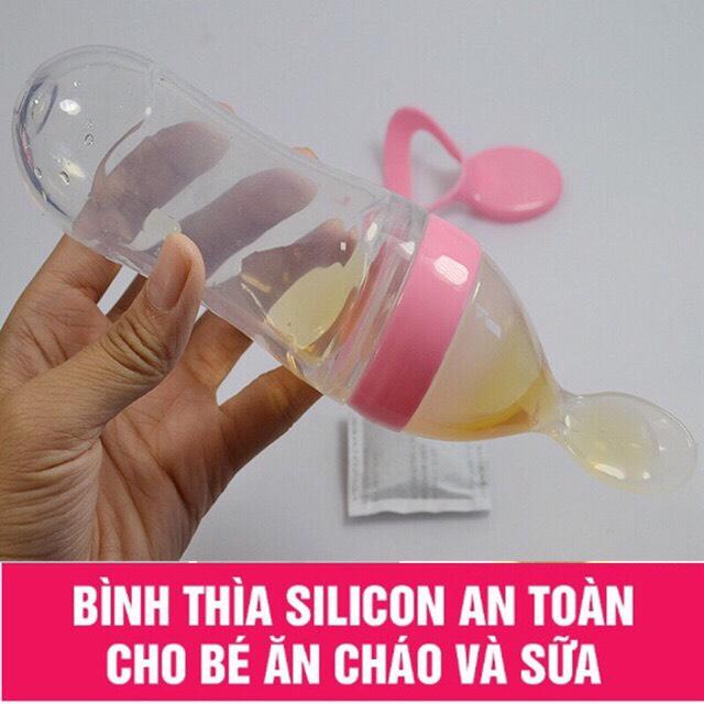 [HCM]Bình Thìa Ăn Dặm Silicon Siêu Mềm  Cho Bé (bình tập ăn)
