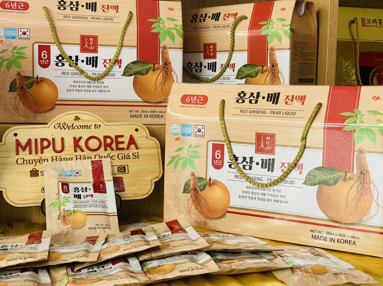 [HCM]Nước Hồng Sâm Lê Red Ginseng Pear Liquid 30 gói x 50ml