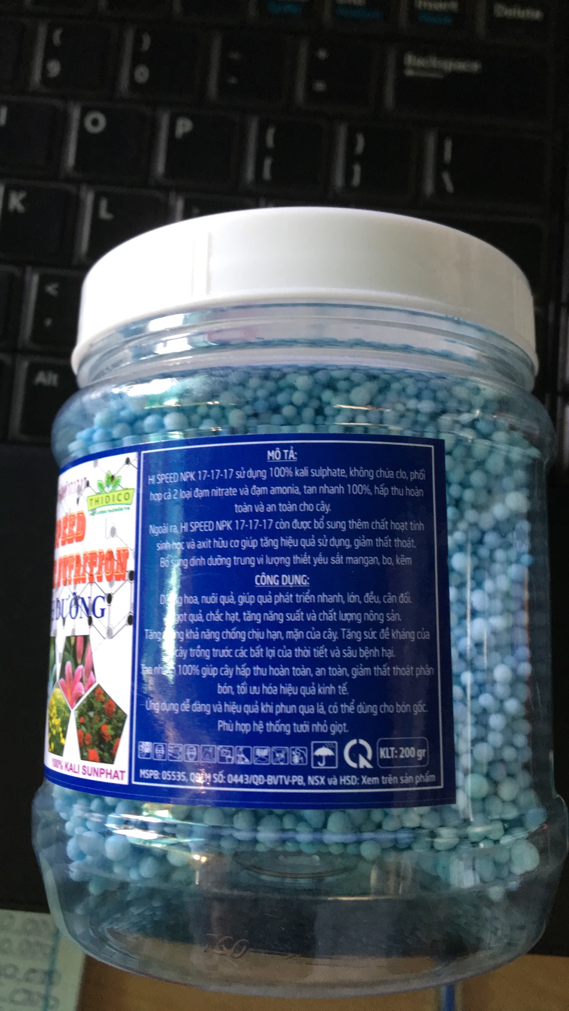 Phân bón kali sulphate dạng viên tan chậm lọ 200gr
