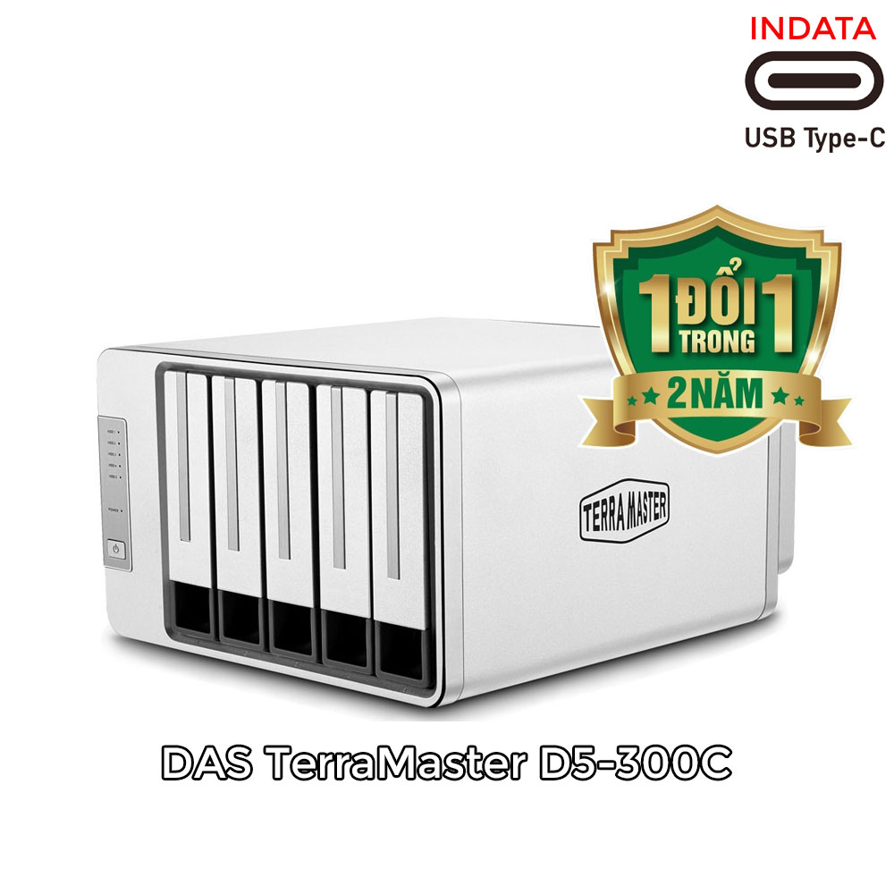 Bộ lưu trữ DAS TerraMaster D5-300C RAID 2+3, USB Type-C, 5 khay ổ cứng RAID