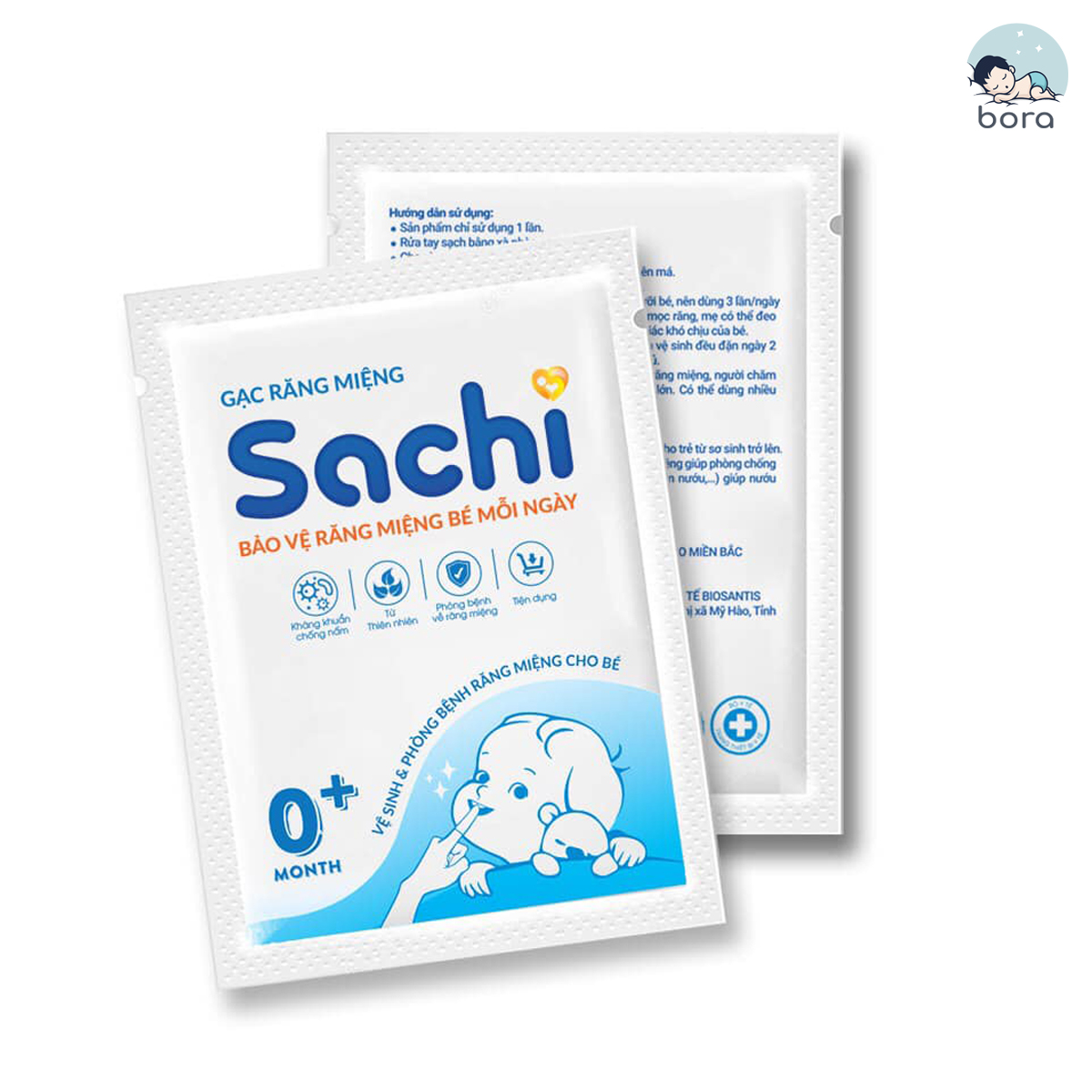 Gạc rơ lưỡi Sachi chiết xuất Lá hẹ, Lô hội, Cúc La mã vệ sinh răng miệng an toàn cho bé 0m+ [Hộp 30 gói]