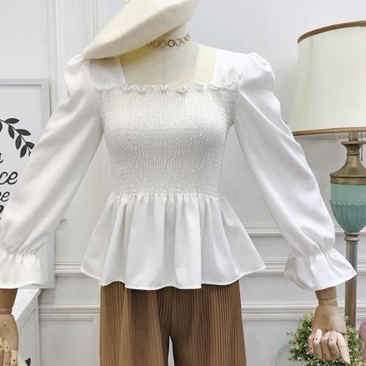 (Sale sốc) Áo peplum cổ vuông nhún tay phồng tiểu thư hottrend giá rẻ