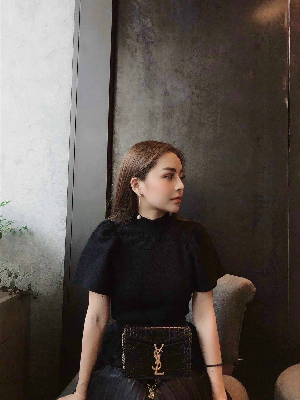 Áo thun gân len cổ cao tay cánh dơi siêu hot