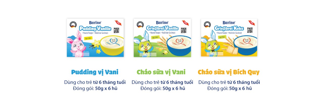 [MUA 2 TẶNG 1] Cháo Sữa Burine Đủ Vị Vani, Bích Quy, Pudding (THU VỎ GIẤY)
