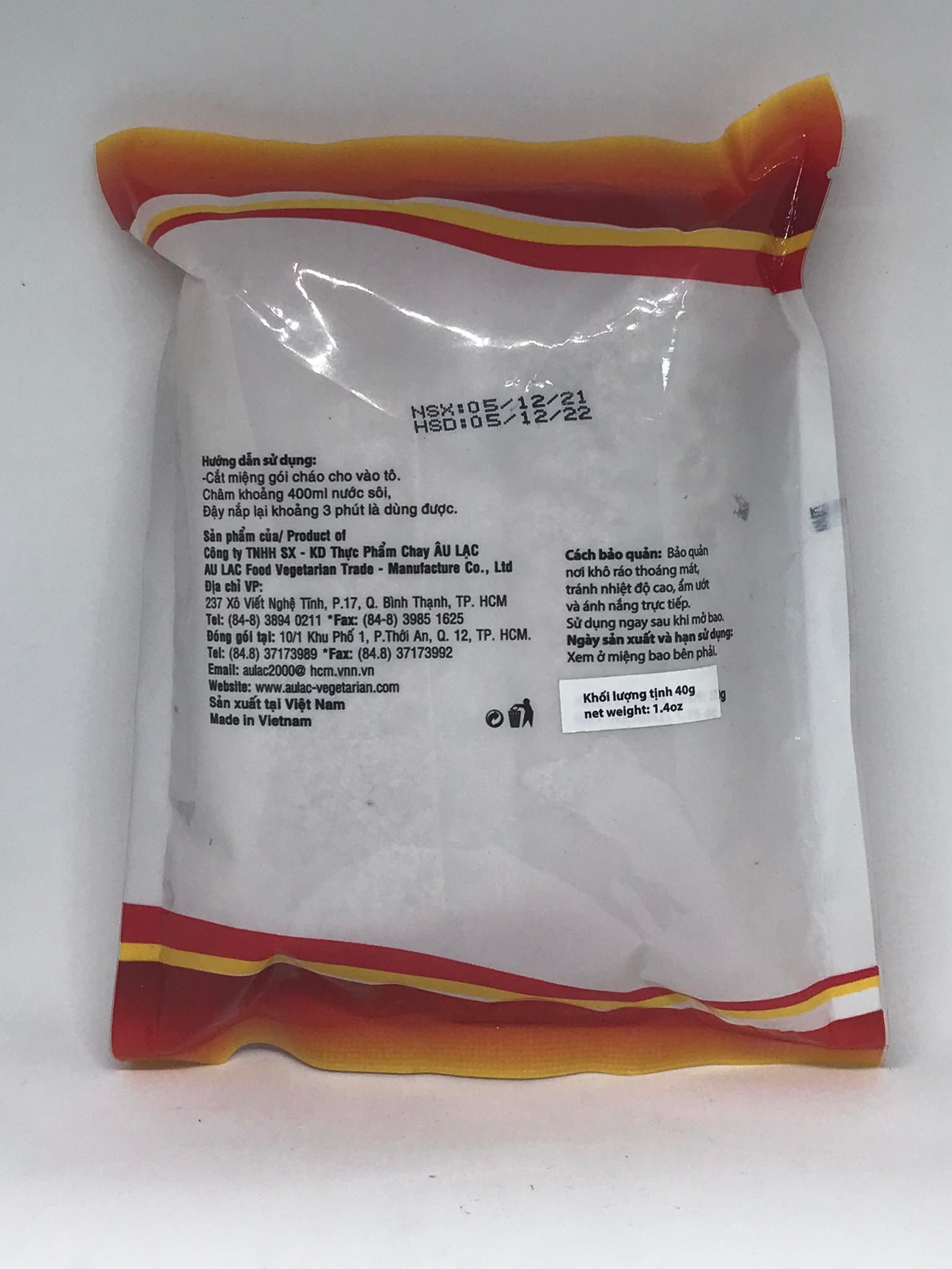 Cháo Gạo Lức Chay Âu Lạc - Gói 40g