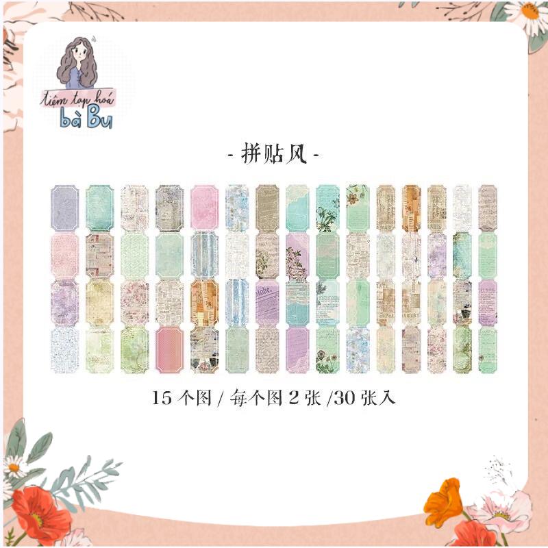 Set 30 pcs stickers kiểu ticket cổ điển / retro dùng để trang trí DIY