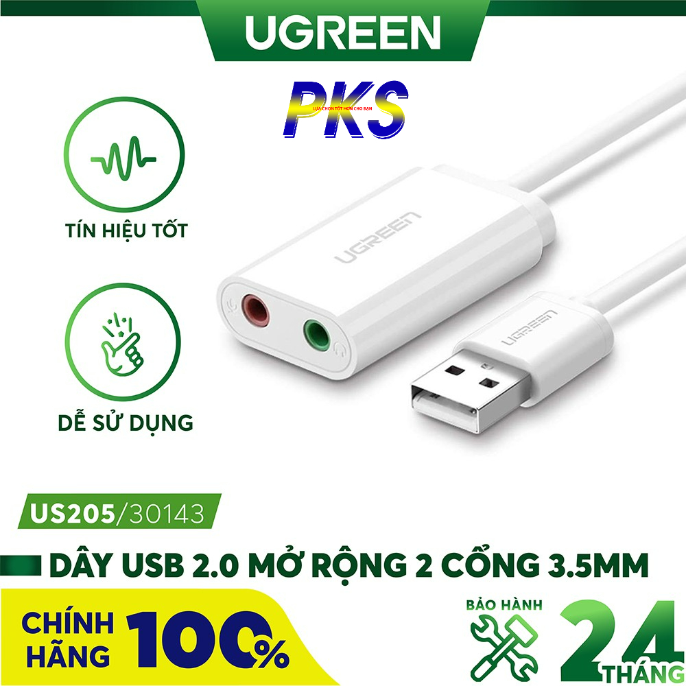 Cáp chuyển đổi usb 2.0 sang audio 3.5mm ugreen 30143