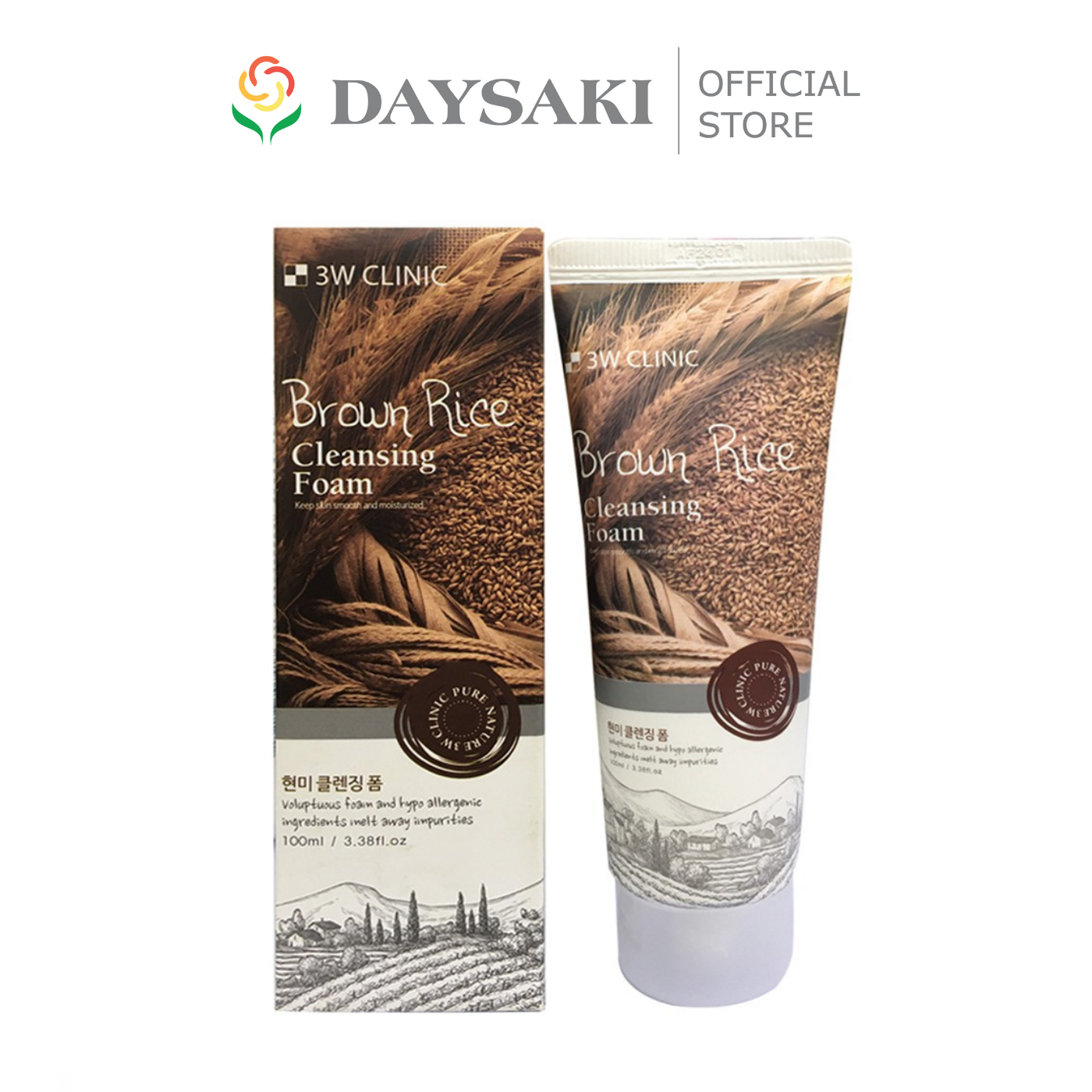 3W Clinic Sữa Rửa Mặt Chiết Xuất Từ Gạo Brown Rice Cleansing Foam 100ml