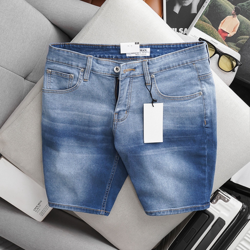 Quần short jean nam cao cấp jean co giãn dáng suông vnxk