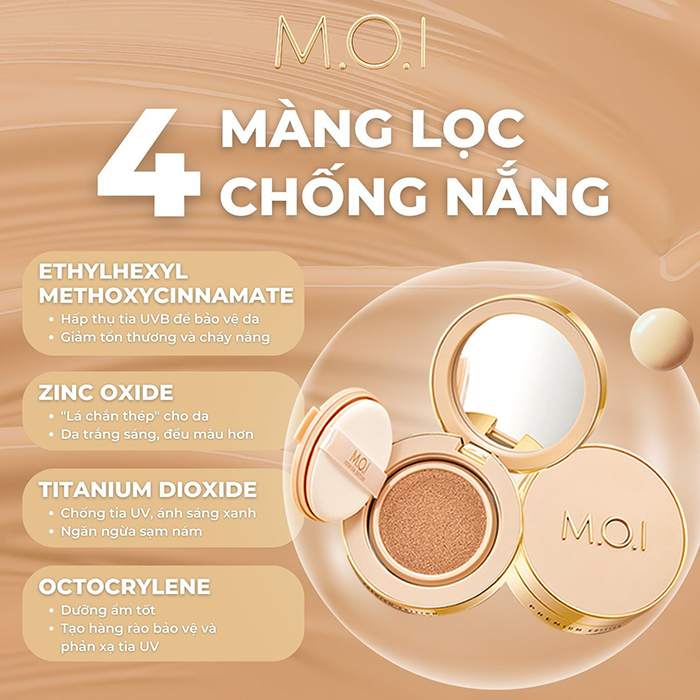 Phấn nước m.o.i premium baby skin cushion pearl essence silky finish spf50+ pa+++ - hồ ngọc hà