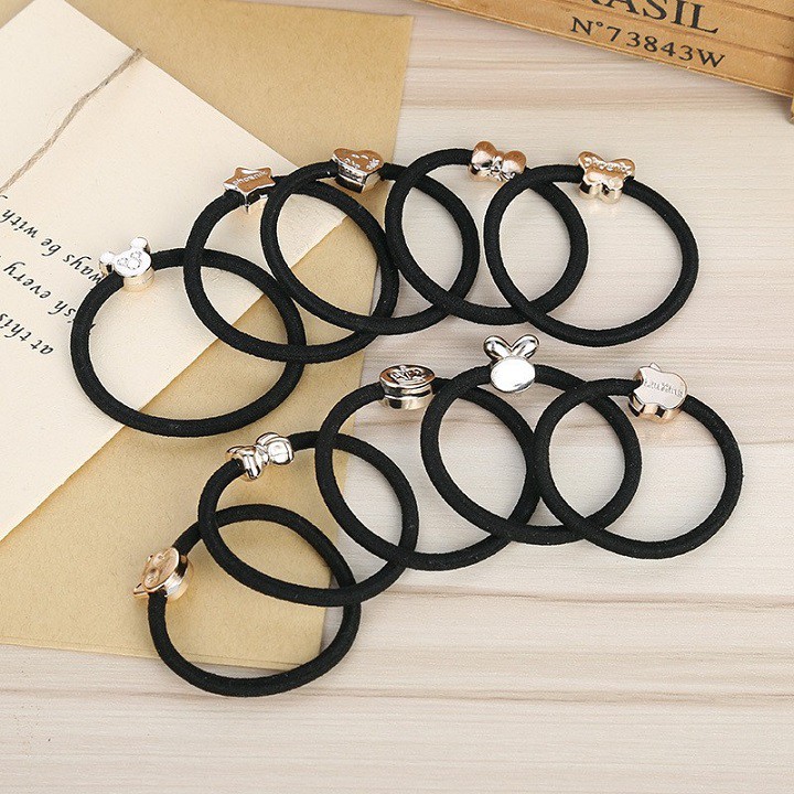Sỉ 50 chiếc chun cột tóc dây đen họa tiết đơn giản mà tinh tế