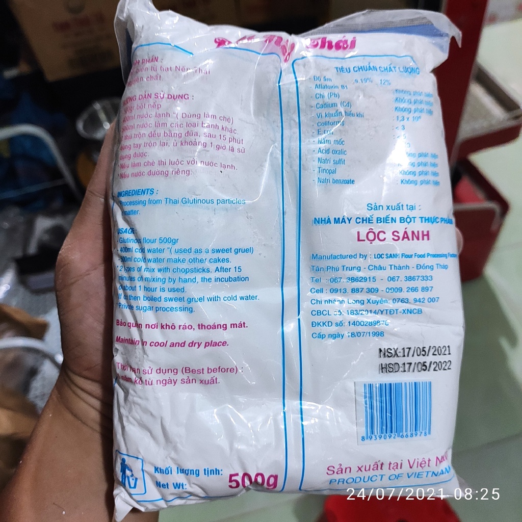 Bột nếp thái lọc sánh gói 500g (bột to, bột nhiễn)