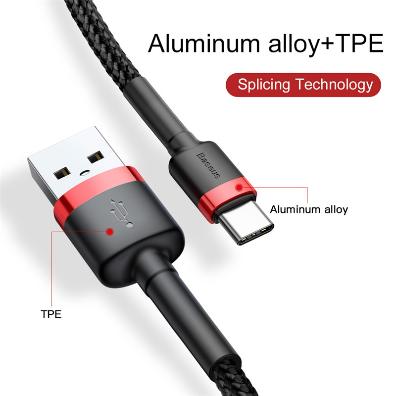[USB => Type C] - Dây cáp sạc nhanh  Baseus đầu USB => Type C 3A