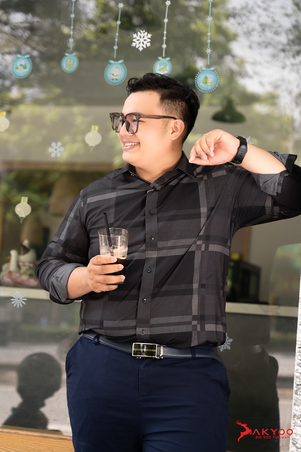 Áo Sơ Mi Đen Nam Big size 80-140kg AKYOO