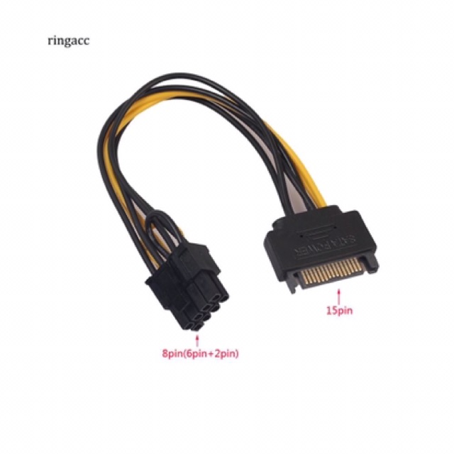Cáp chuyển nguồn sata sang 8pin VGA (6+2) PCI E