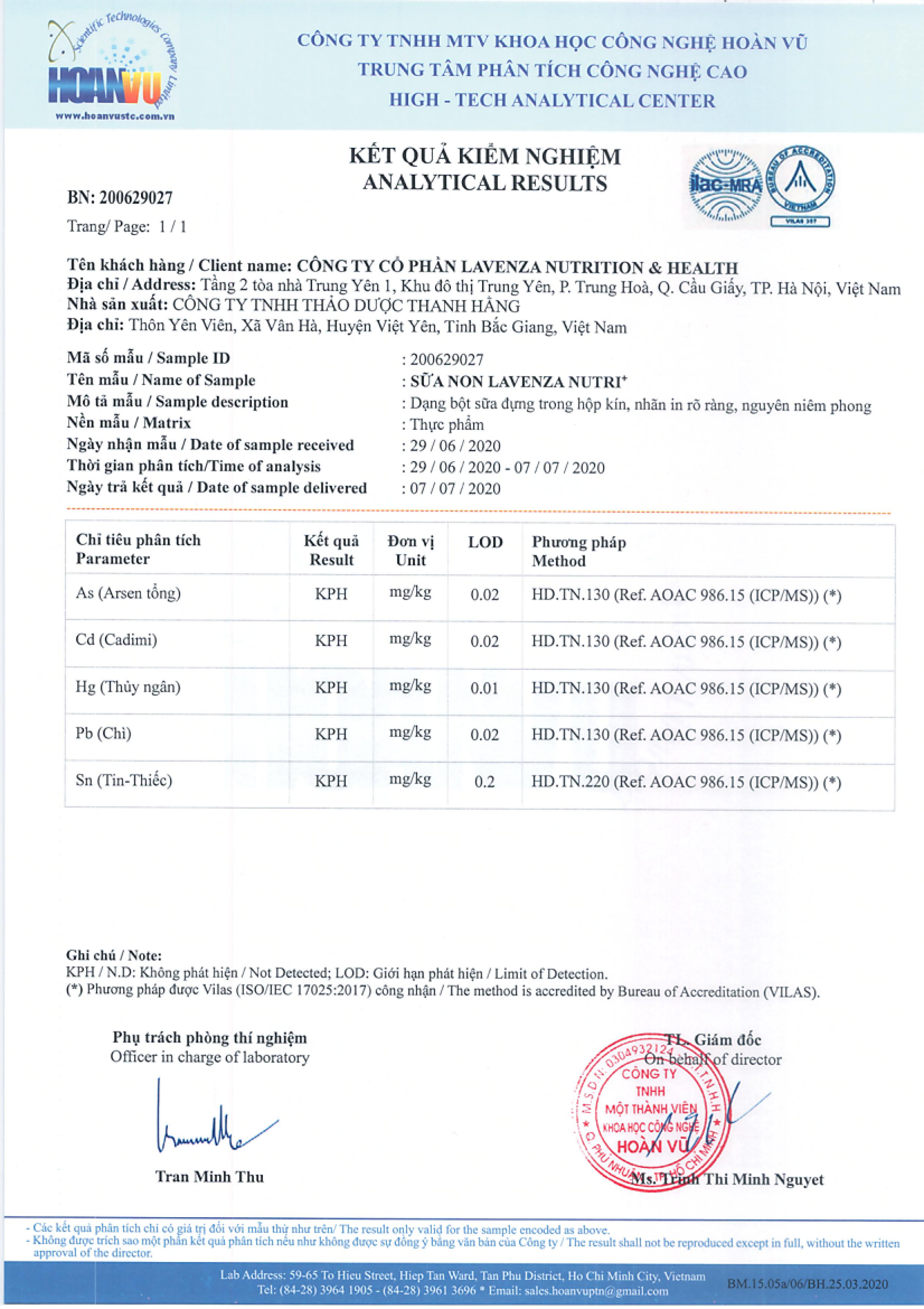 SỮA NON LAVENZA NUTRITION +