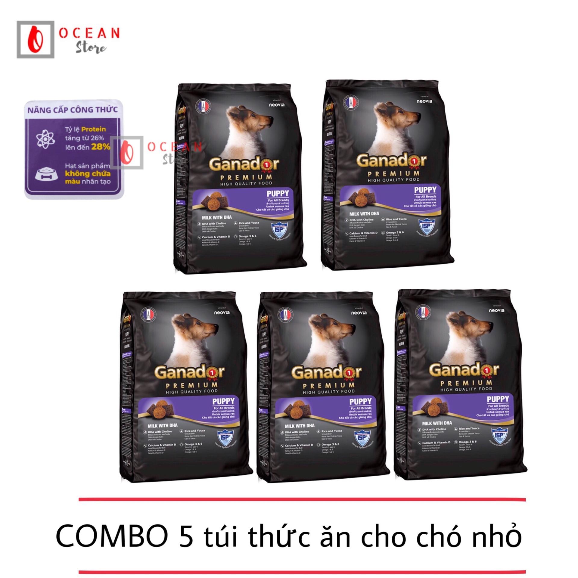 (COMBO 5 GÓI) Thức ăn cho chó vị sữa và DHA - Thức ăn Ganador Puppy 400g