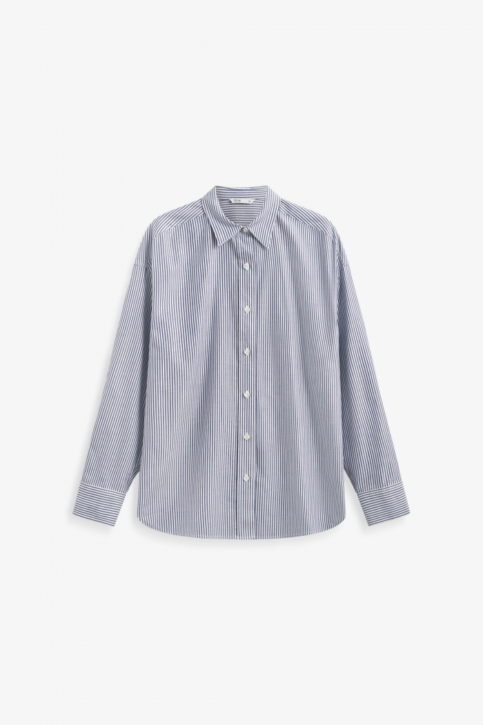 Áo sơ mi nữ tay dài kẻ sọc form loose - routine 10s23shlw002