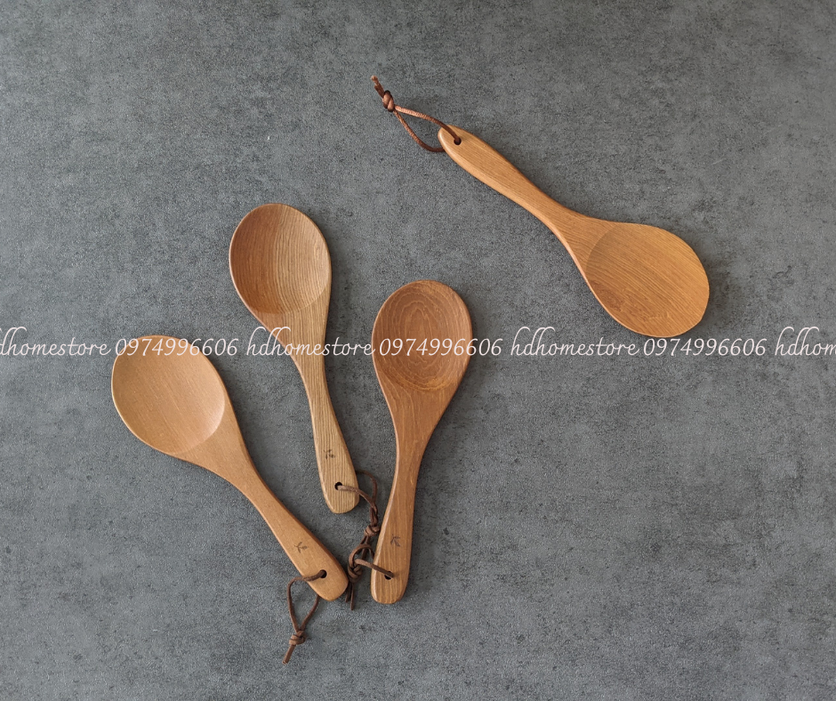 Vá cơm tròn nhỏ bằng gỗ xà cừ 20x6cm