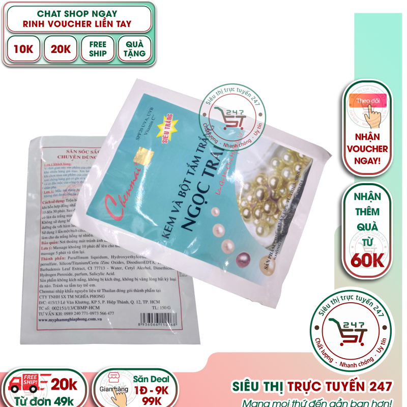 Kem và bột tắm trắng Ngọc trai Chenmai 150g (Xanh - Trắng)|Siêu thị trực tuyến 247 giá rẻ