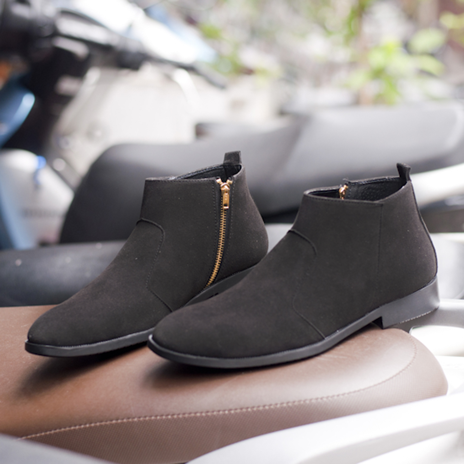 Giày chealsea boot nam kéo khóa đen buck CB521-DENBUCK ( L)