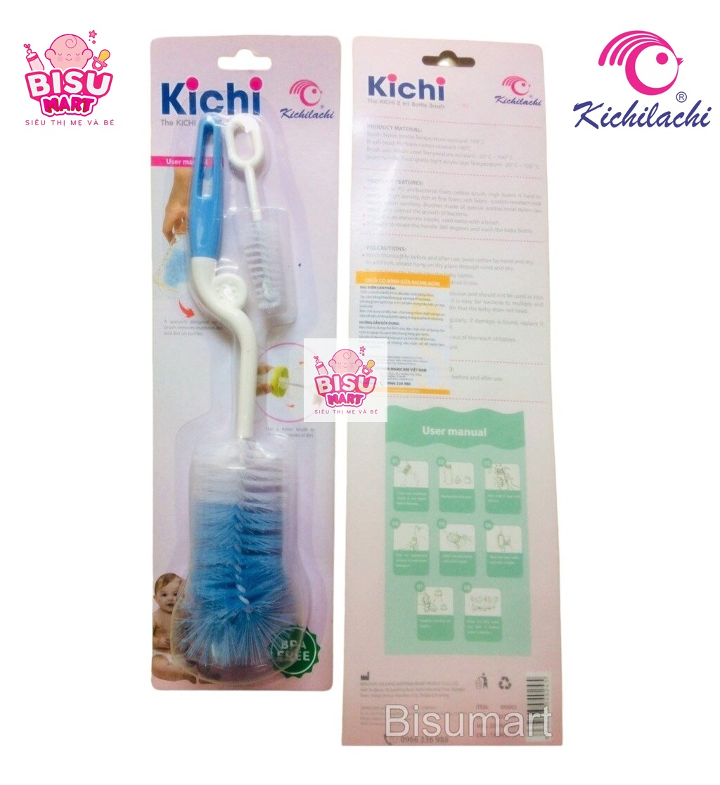Cọ Súc Rửa Bình Sữa, núm vú  Kichi xoay 360 độ