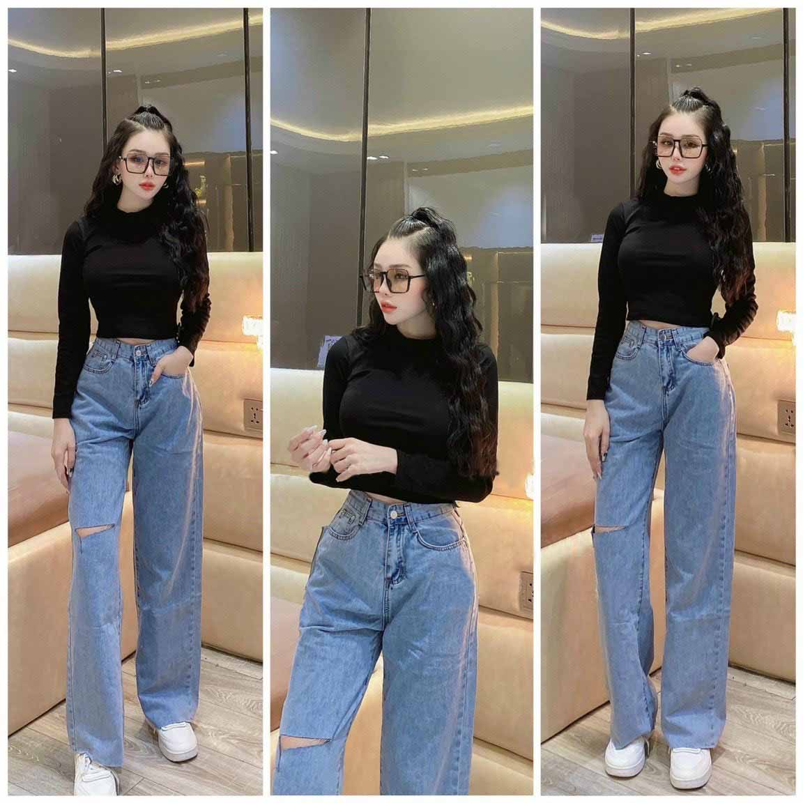 Áo croptop dài tay trơn cổ tròn AC060