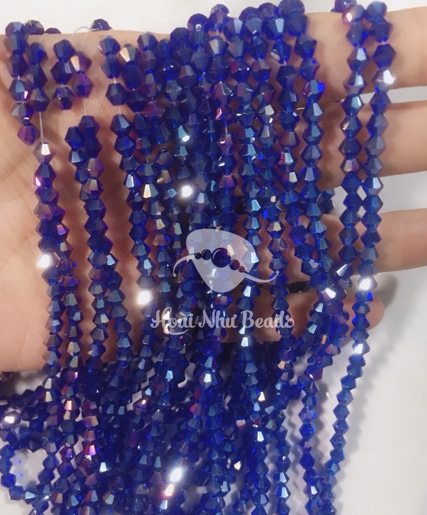 Chùm 10 sợi hạt đá pha lê nón (thuỷ tinh) 4mm đính kết may vá handmade