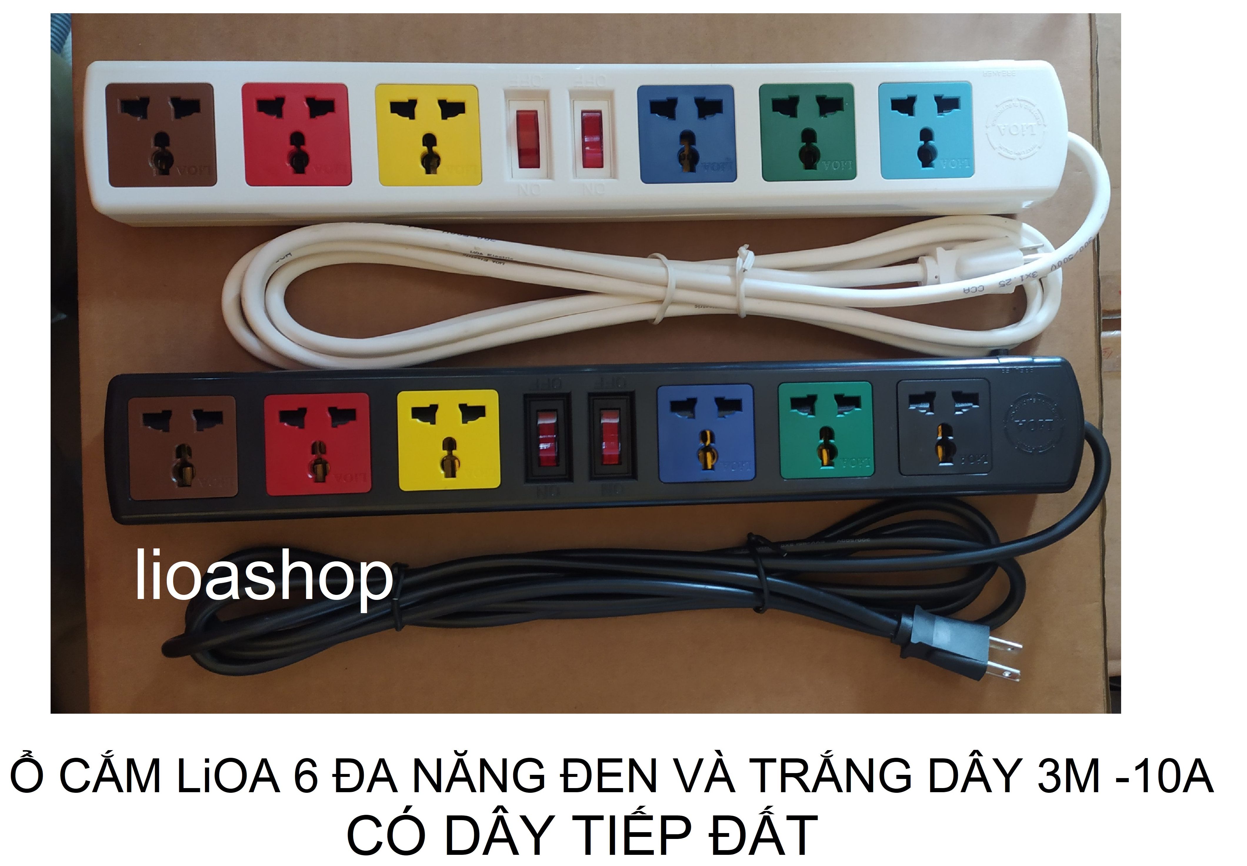 Ổ CẮM ĐIỆN LiOA  6 ĐA NĂNG CÓ DÂY TIẾP ĐẤT.