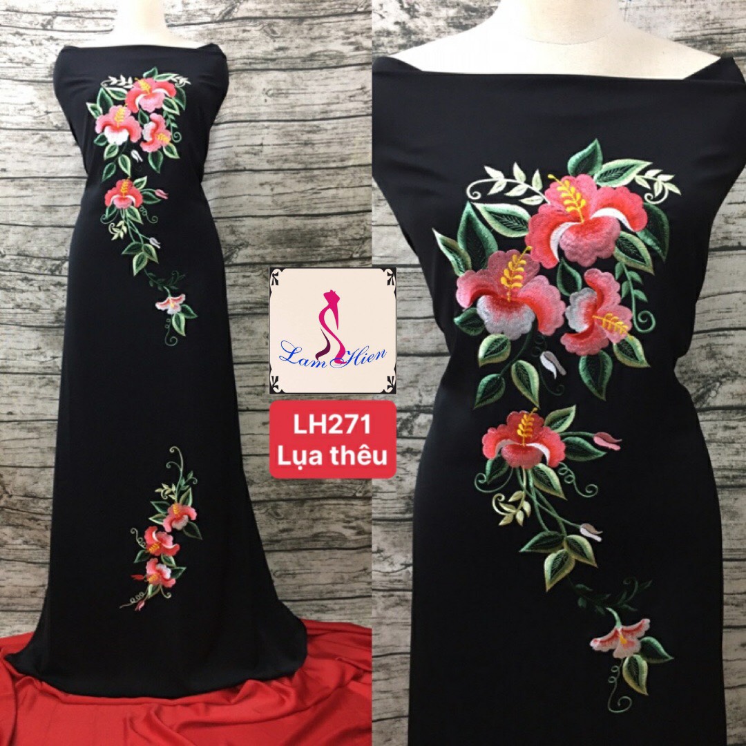 Vải áo dài lụa đẹp bông thêu LH271