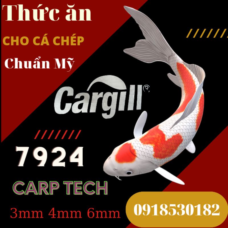 Túi 1kg cám cá chép Cargill 7924 hạt 1-6mm nuôi Koi cực chuẩn, mồi câu chép siêu dính