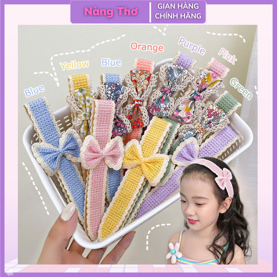 Cài tóc dán cho bé đính nơ phong cách HÀN QUỐC siêu đáng yêu