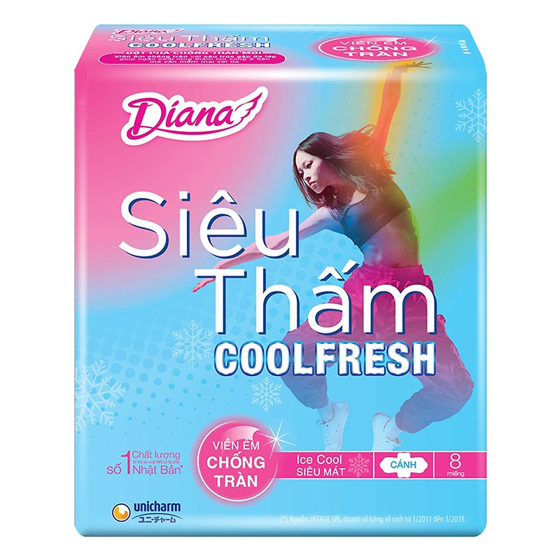 BĂNG VỆ SINH DIANA SIÊU THẤM COOL FRESH 8 MIẾNG