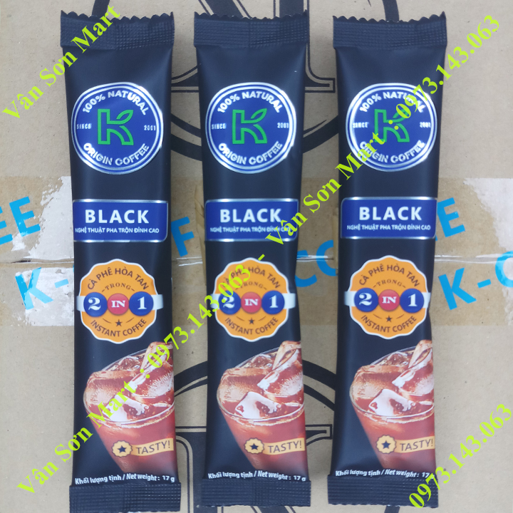 Cà phê đen K Coffee Black Phúc Sinh hộp 255g (15 gói dài x 17g)