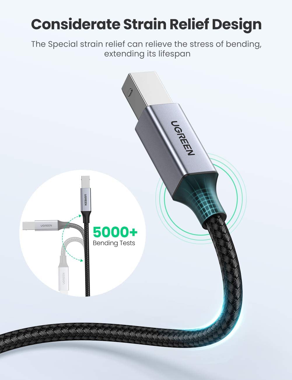 Dây máy in hỗ trợ cổng USB type C sang USB B dài 1-3m UGREEN US370