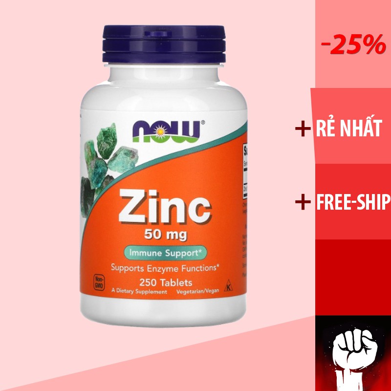 Vitamin Zinc NOW ZINC Vitamin Kẽm và Khoáng Chất Cho Cơ Thể50MG