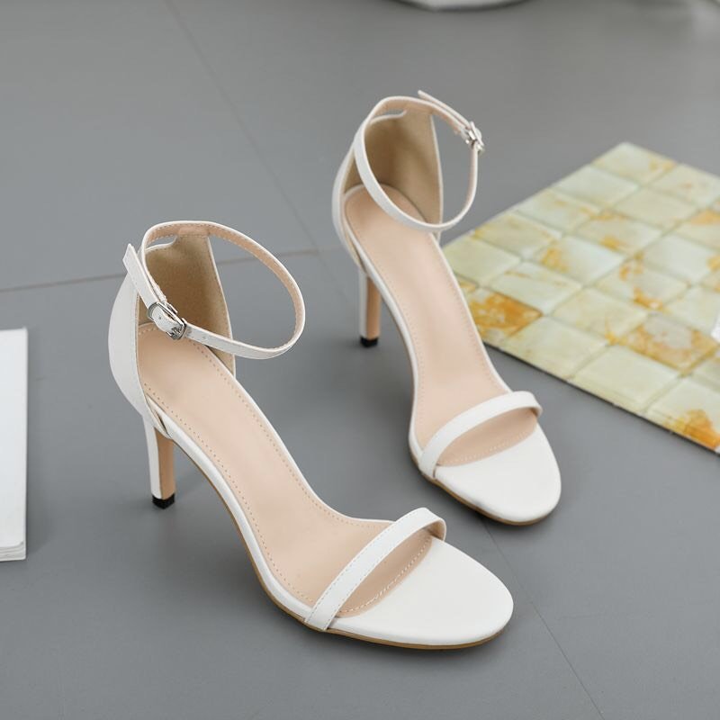 HOÀN TIỀN 15% - Hình thật- sandal cao gót nữ trắng 9p cực đẹp-giày cao gót full size 35-39