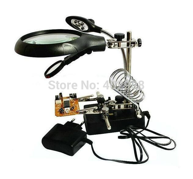 Kính lúp kẹp board sửa chữa đa năng có đèn 5 Led (Đen)