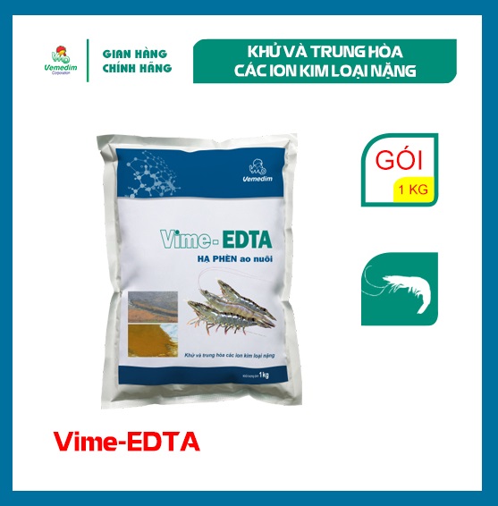 "Hoàn tiền đến 10%" Vemedim Vime-EDTA dùng hạ phèn ao nuôi, trung hòa các ion kim loại nặng ao nuôi tôm, gói 1kg