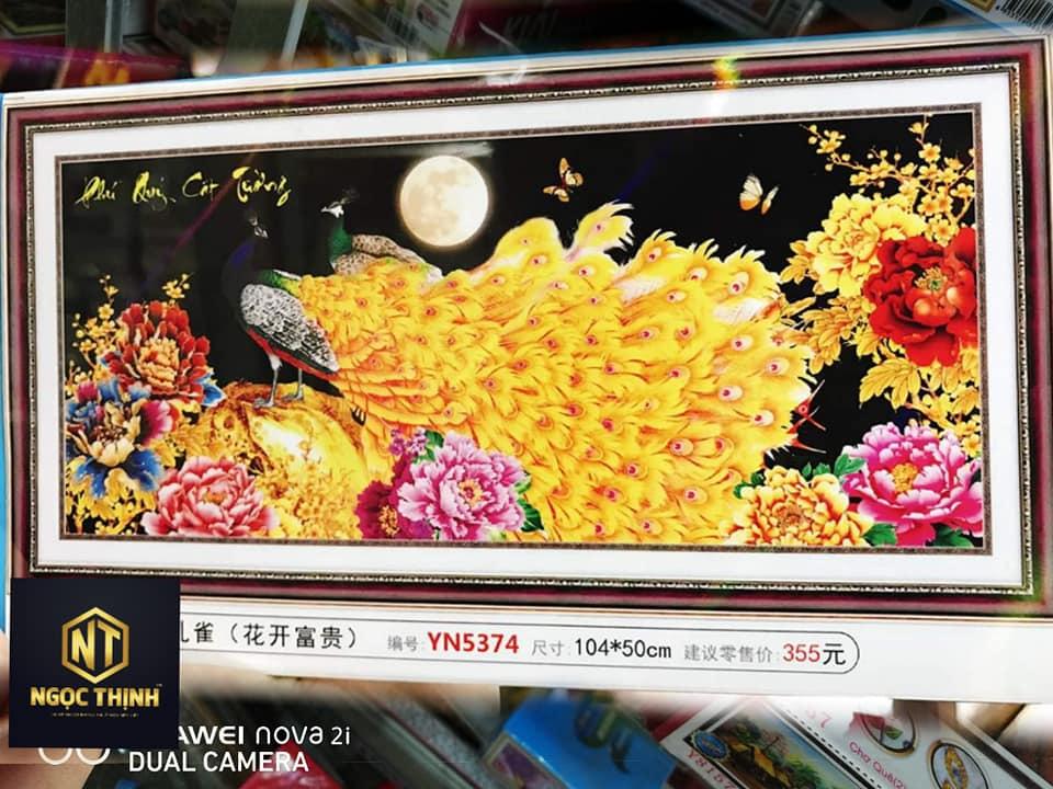 Tranh đính đá phú quý cát tường - yn5374 kích thước 104x50cm