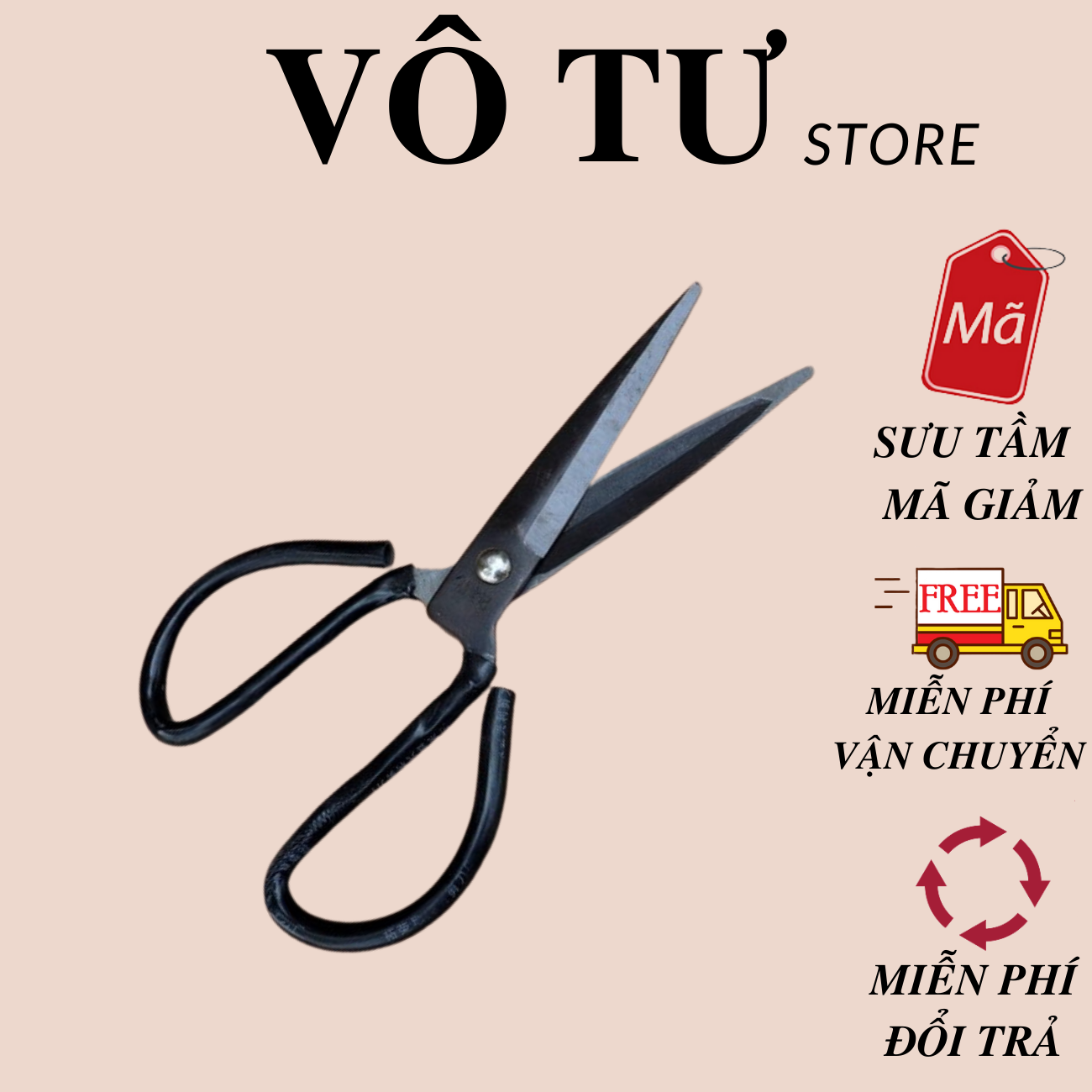 Kéo thép cắt thịt gà cắt vải  giấy đa năng 100 phần trăm từ thép - Kim Long