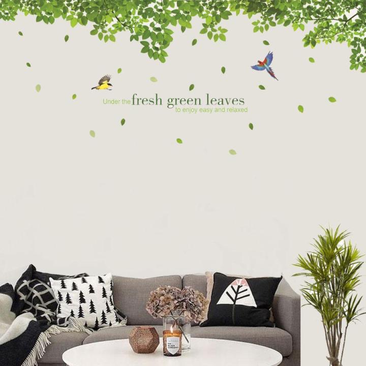 Sticker Tranh Dán Tường, Decal dán tường kết hợp Lá xanh - Bụi Tre và  Sen AM9104+0779C+XY1097AB