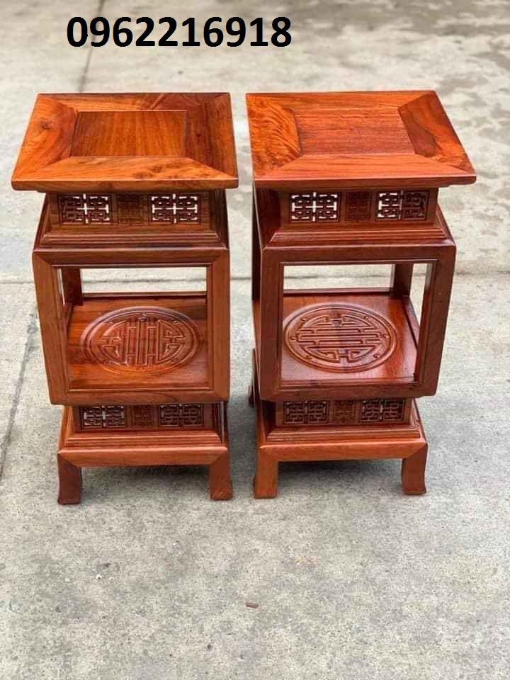 Đôn đèn gỗ hương đỏ Nam Phi (cao 60 cm, mặt 30 x 30 cm)