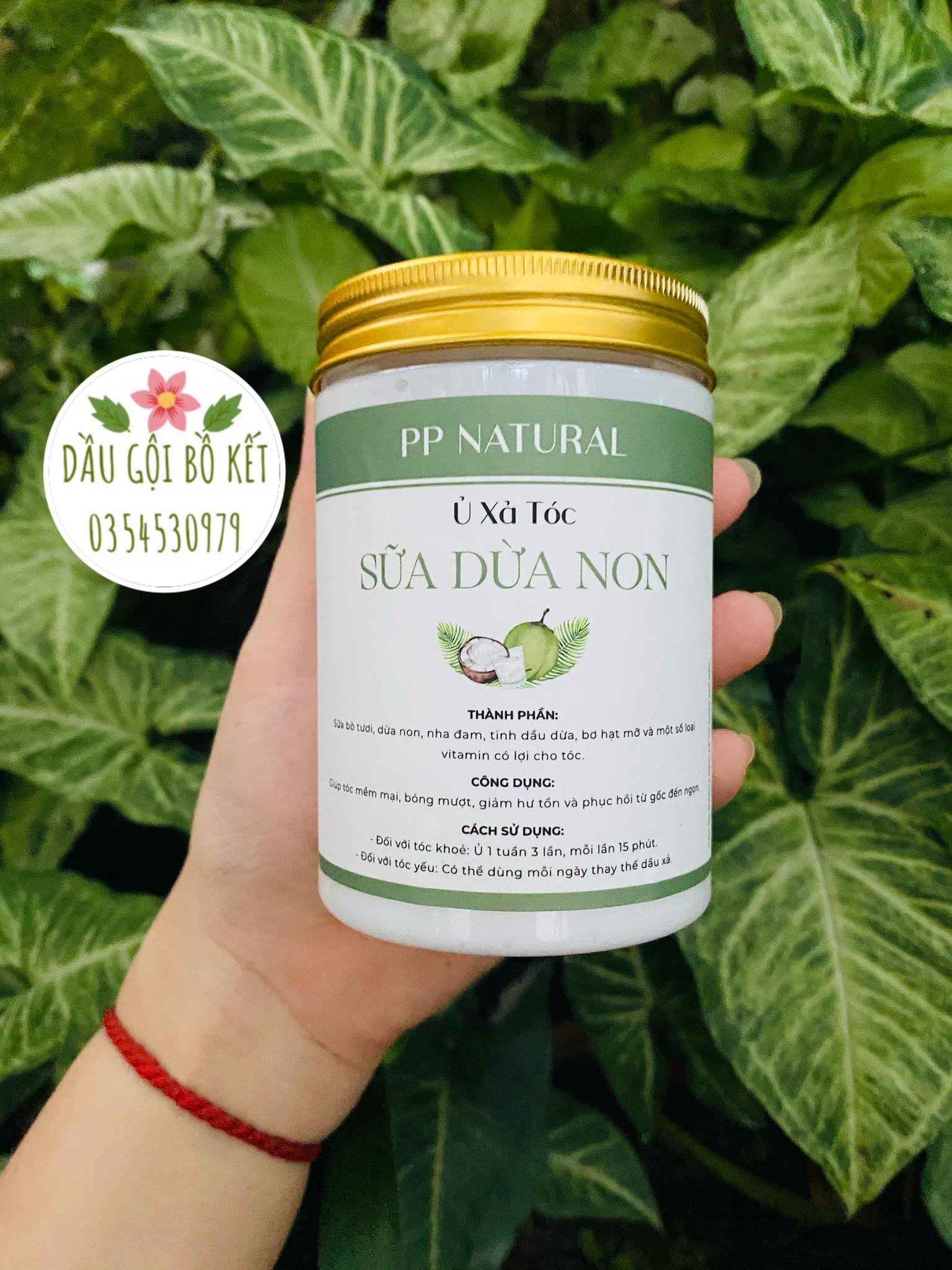 Ủ PP NATURAL - Xả Tóc Sữa Dừa Non 300-600gr - Giúp Tóc Mềm Mượt - Phục Hồi Hu Tổn - Bóng Mượt Vào Nếp - Giúp Tóc Khoẻ Mạnh