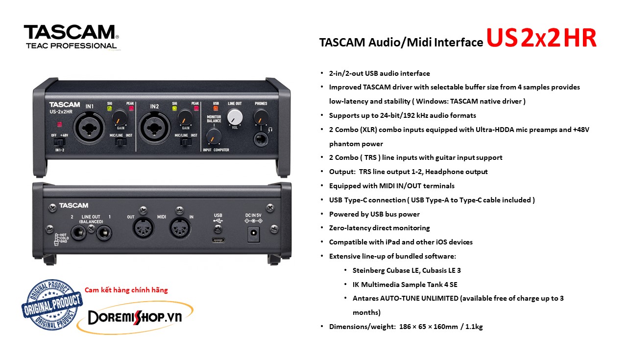 Thiết bị chuyển đổi tín hiệu âm thanh tascam us 2x2hr